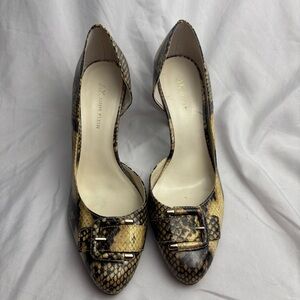 Anne Klein Snakeskin Heels - Black and Tan